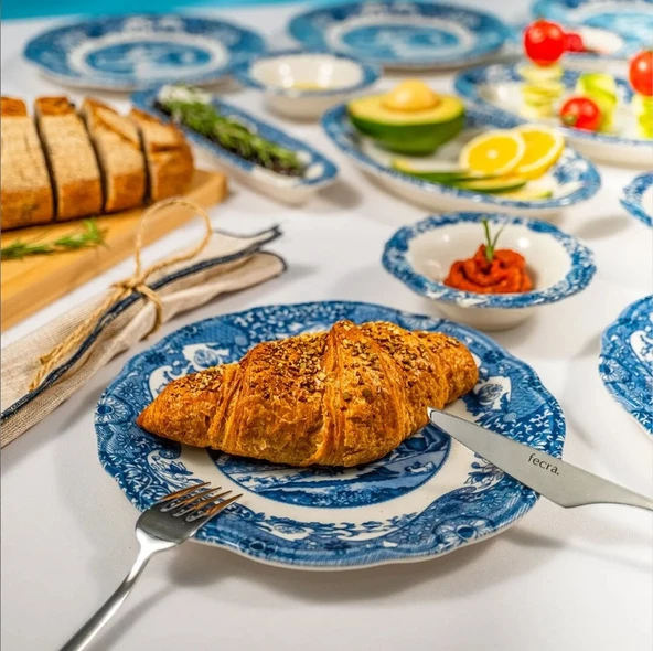 Fecra Vintage Blue 14 Parça Kahvaltı Takımı - 4