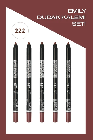 Emily Long Lasting Lip Pencil No: 222 - Dudak Kalemi x5 ürün görseli