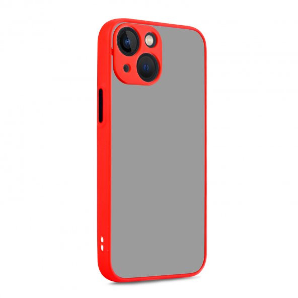 KNY Apple İphone 13 Mini Kılıf Silikon Kenarlı Kamera Korumalı Hux Kapak Kırmızı