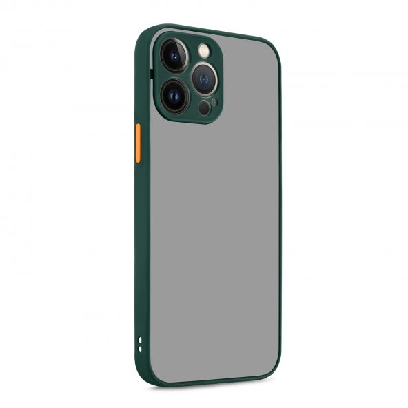 KNY Apple İphone 13 Pro Max Kılıf Silikon Kenarlı Kamera Korumalı Hux Kapak Yeşil