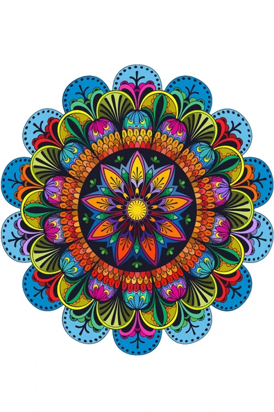 Yuvarlak Etnik Desenli Duck Kumaş Masa Örtüsü 150X150 Cm - 5