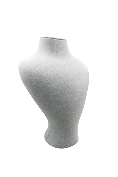 Zeus Model Süet Kumaş Gri Renk 29/ 22 Cm Takım Kolye Sergileme Mankeni - Resim 4