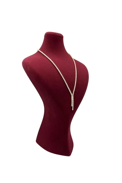 Süet Kumaş Lidya Manken Bordo Renk 34/20 Cm Kolye Gerdanlık Takı Sergileme Mankeni ürün görseli