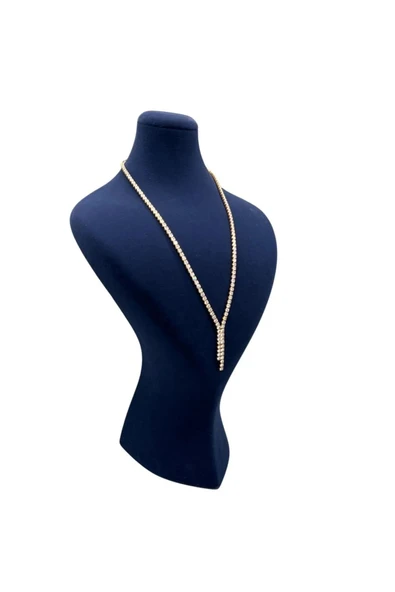 Süet Kumaş Lidya Lacivert Renk 34/20 cm Kolye Gerdanlık Zincir Takı Sergileme Mankeni