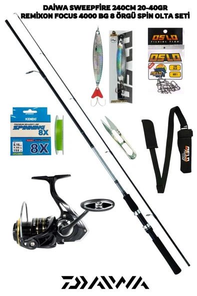 Daiwa Sweepfire 240cm 20-40gr Remixon Focus BG 4000 8 Örgü Spin Olta Seti ürün görseli