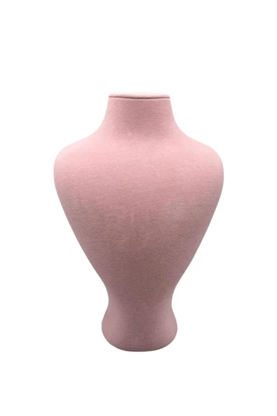 Zeus Model Süet Kumaş Pembe Renk 29/ 22 Cm Takım Kolye Sergileme Mankeni - Resim 2
