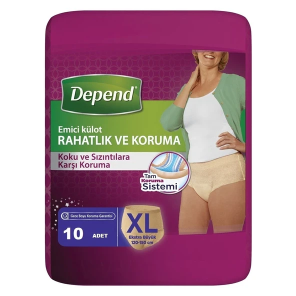 Depend Emici Külot Hasta Bezi XL - Extra Büyük Kadın (10 Adet) Tekli Pk