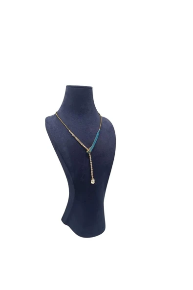 Adonis Model Sardunya Kumaş Lacivert Renk Boy 38cm Kolye Takı Sergileme Mankeni - 1