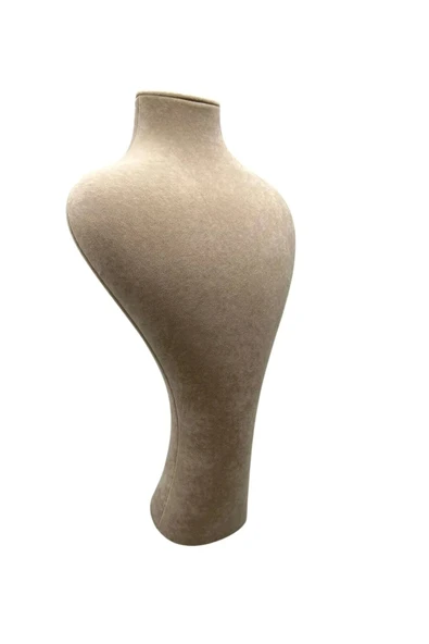 Zeus Model Süet Kumaş Sütlü Kahve Renk 42 22 cm Takım Kolye Sergileme Mankeni - 4