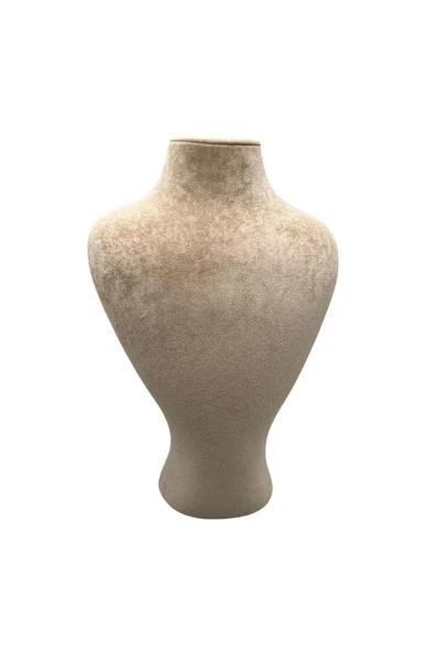 Zeus Model Süet Kumaş Sütlü Kahve Renk 29/ 22 Cm Takım Kolye Sergileme Mankeni - Resim 2