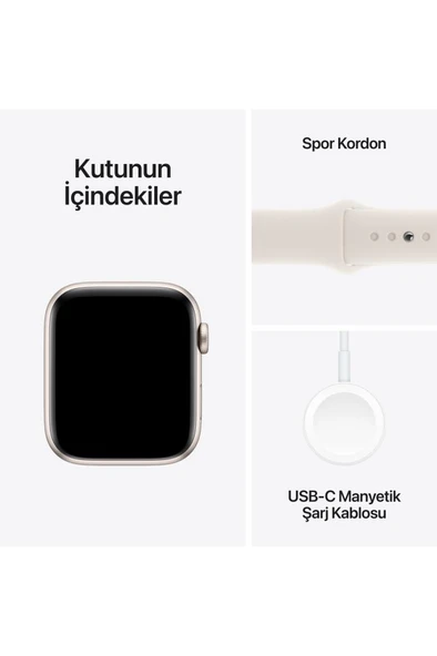 Apple Watch SE GPS + Cellular 40mm Yıldız Işığı Alüminyum Kasa + Yıldız Işığı Spor Kordon - S/M KUTUSU AÇIK SIFIR - Resim 7