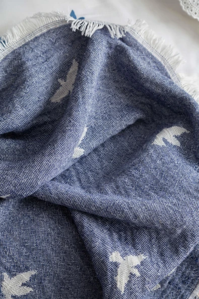 Çift Kişilik Albatros İndigo Timeless Yatak Örtüsü Nevresim Prime Set - 5