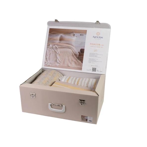 Çift Kişilik Pisagor Bej Timeless Yatak Örtüsü Nevresim Prime Set - 5
