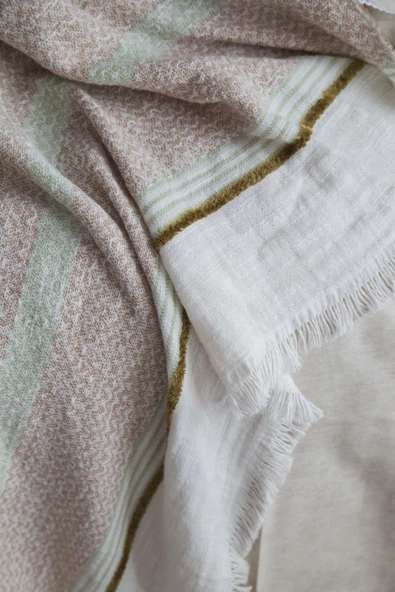 Çift Kişilik Cali Olive Pamuk Yatak Örtüsü Nevresim Seti - 3