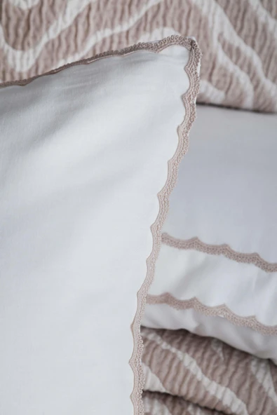 Çift Kişilik Londa Bej Timeless Yatak Örtüsü Nevresim Prime Set - 4