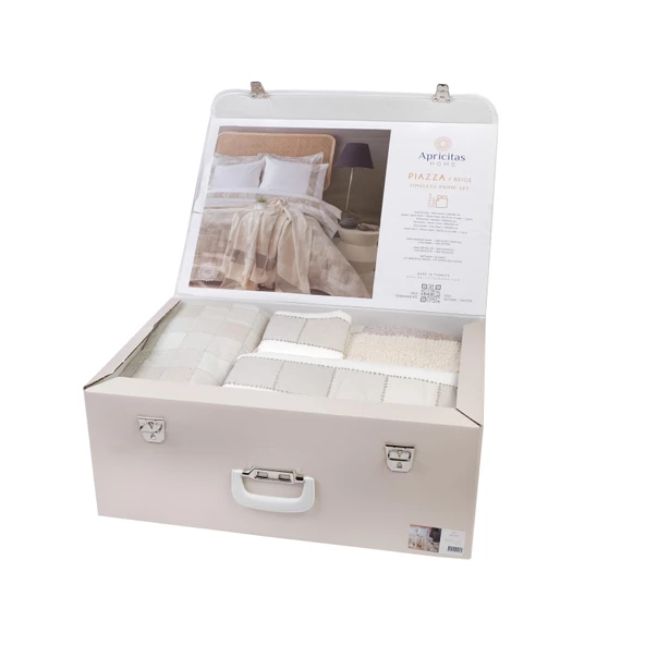 Çift Kişilik Piazza Bej Timeless Yatak Örtüsü Nevresim Prime Set - 6