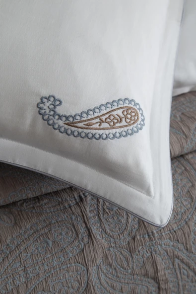 Çift Kişilik Marsilya İndigo Yatak Örtülü Nevresimli Set - 3