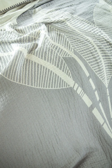 Çift Kişilik June Gri Müslin Yatak Örtülü Nevresimli Pike Takımı - 4