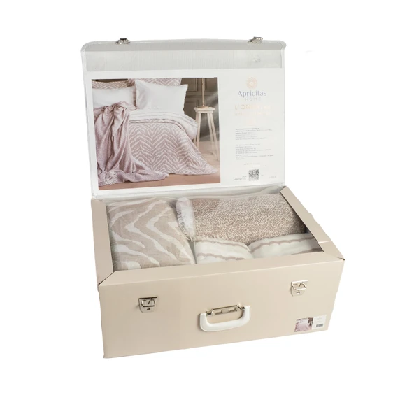 Çift Kişilik Londa Bej Timeless Yatak Örtüsü Nevresim Prime Set - 5