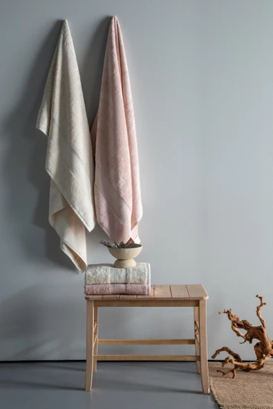 Lotus 90x150 CM 4'Lü Blush/Ekru Havlu Aile Seti - 2