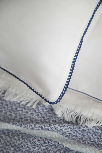 Çift Kişilik Cali İndigo Pamuk Yatak Örtüsü Nevresim Seti - 3