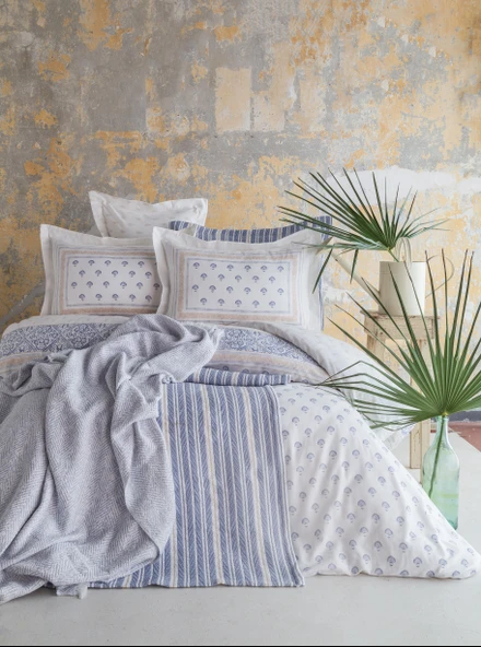 Tek Kişilik Florantine Blue Timeless Yatak Örtüsü Nevresim Prime Set