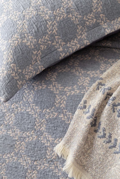 Çift Kişilik Crown İndigo Timeless Yatak Örtüsü Nevresim Prime Set - 4