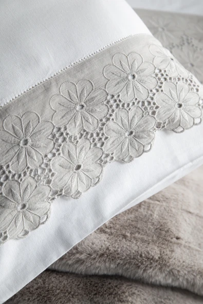 Çift Kişilik Nolan Gri Yatak Örtülü Nevresim Set - 5