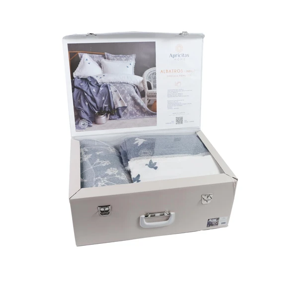 Çift Kişilik Albatros İndigo Timeless Yatak Örtüsü Nevresim Prime Set - 6