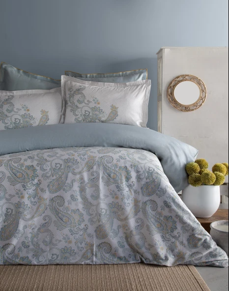 Çift Kişilik Berta İndigo Elegance Saten Nevresim Takımı