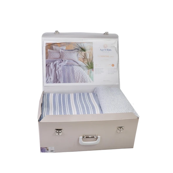 Tek Kişilik Florantine Blue Timeless Yatak Örtüsü Nevresim Prime Set - 6