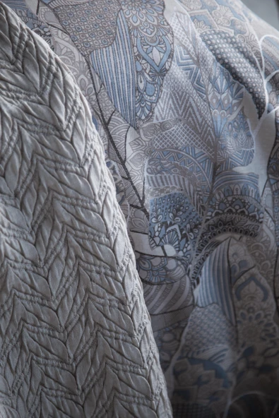 Çift Kişilik Neris Bej Nevresimli Yatak Örtülü Battaniyeli Set - 3