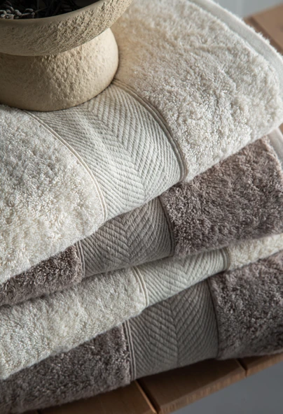 Lotus 90x150 CM Ekru/Vizon Havlu Aile Seti - 5