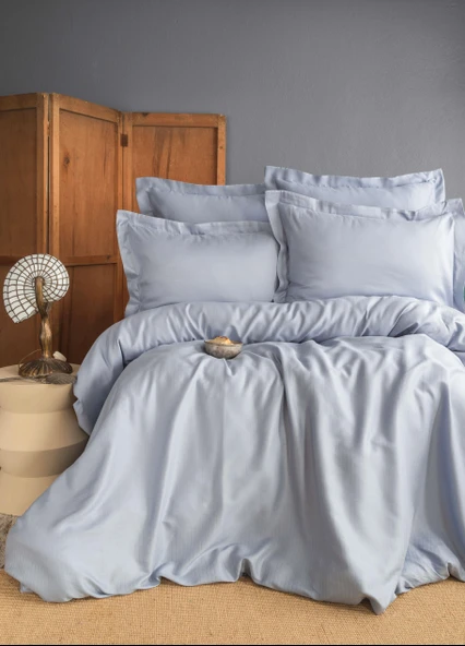 King Size Ellie Blue Bambu Nevresim Takımı