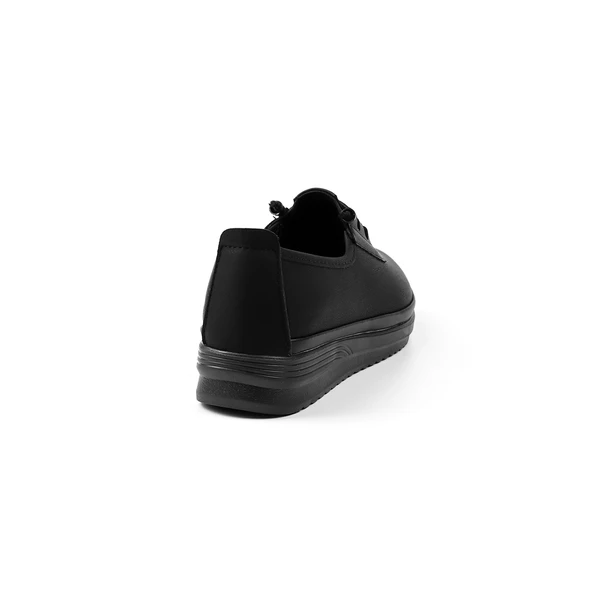 Kadın Siyah Ortopedik Anne Ayakkabısı - Rahat Kaymaz Taban, Bağcıklı Günlük Yürüyüş Ayakkabısı - Resim 5