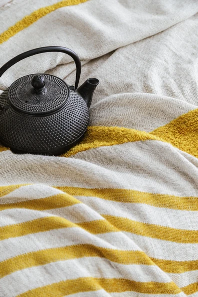 Çift Kişilik Brulee Safran Keten Yatak Örtüsü Seti - 2