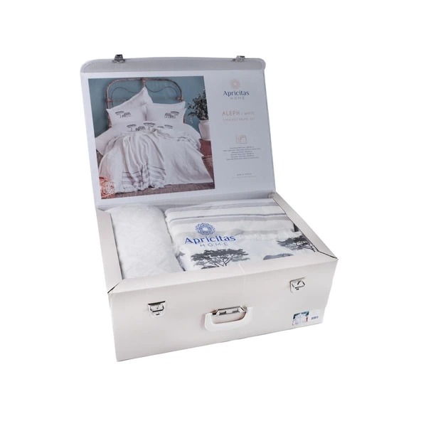 Çift Kişilik Aleph White Timeless Yatak Örtüsü Nevresim Prime Set - 4