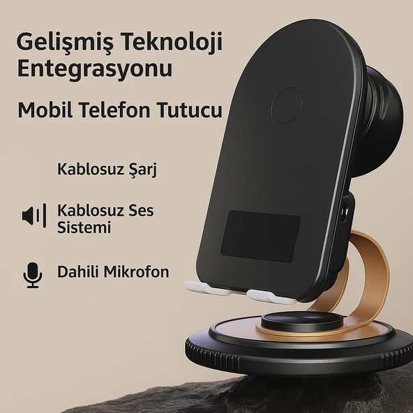 F69 4’ü 1 Arada Telefon  Tablet Standı Kablosuz Şarj  Cihazı  Endüksiyon Hoparlörlü - 4