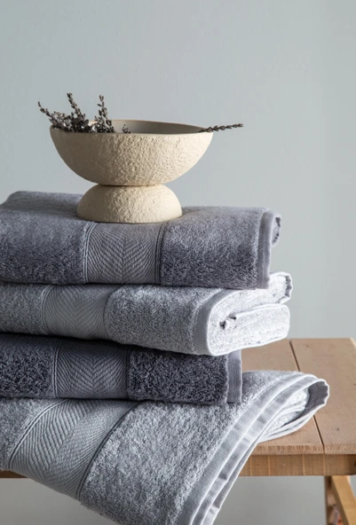 Lotus 90x150 CM 4'Lü Gri/Antrasit Havlu Aile Seti - 2