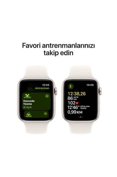 Apple Watch SE GPS + Cellular 40mm Yıldız Işığı Alüminyum Kasa + Yıldız Işığı Spor Kordon - S/M KUTUSU AÇIK SIFIR - Resim 6