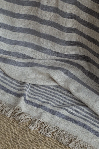 Çift Kişilik Brulee Gray Keten Yatak Örtüsü Seti - 3