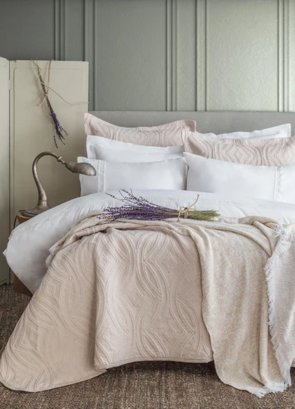 Tek Kişilik Belmont Bej Timeless Yatak Örtüsü Nevresimli Prime Set