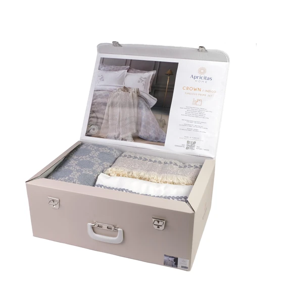 Çift Kişilik Crown İndigo Timeless Yatak Örtüsü Nevresim Prime Set - 5