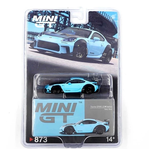 Nessiworld Mini GT 1/64 Toyota GR86 LB Nation Baby Blue - Blister Paket - Resim 2