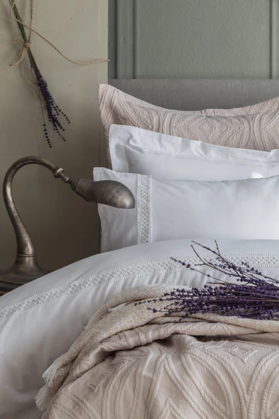 Tek Kişilik Belmont Bej Timeless Yatak Örtüsü Nevresimli Prime Set - 6