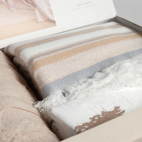 Çift Kişilik Aleph Linen Timeless Yatak Örtüsü Nevresim Prime Set - 9