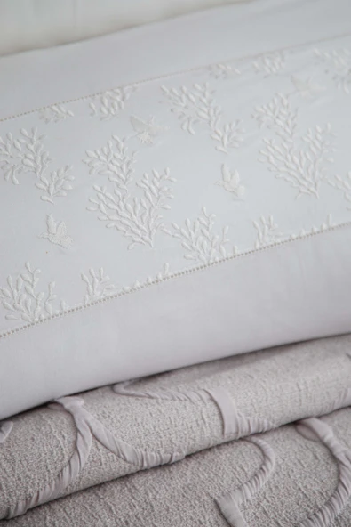 Çift Kişilik Serene Gri Timeless Yatak Örtüsü Nevresim Prime Set - 2