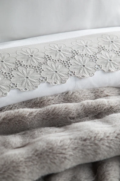 Çift Kişilik Nolan Gri Yatak Örtülü Nevresim Set - 2