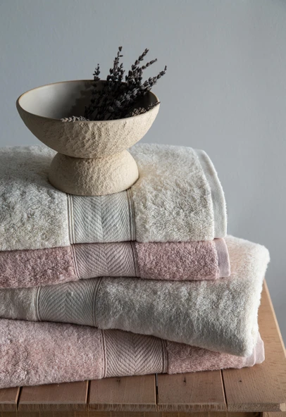 Lotus 90x150 CM 4'Lü Blush/Ekru Havlu Aile Seti - 5