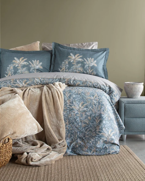 Çift Kişilik Tammy Bej Yatak Örtülü Nevresimli Set